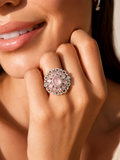 Rose Gold Elegance Floral Gemstone Ring