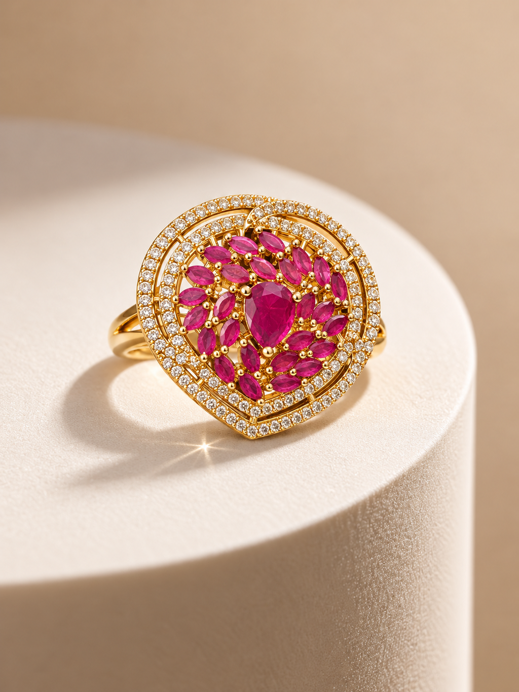 Ruby Radiance Heart-Shaped Luxury Ring