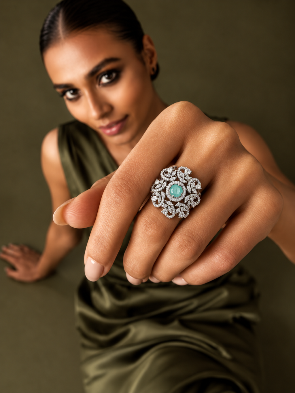 The Aqua Blossom Statement Ring