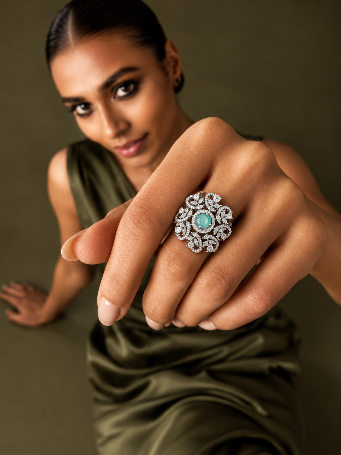The Aqua Blossom Statement Ring