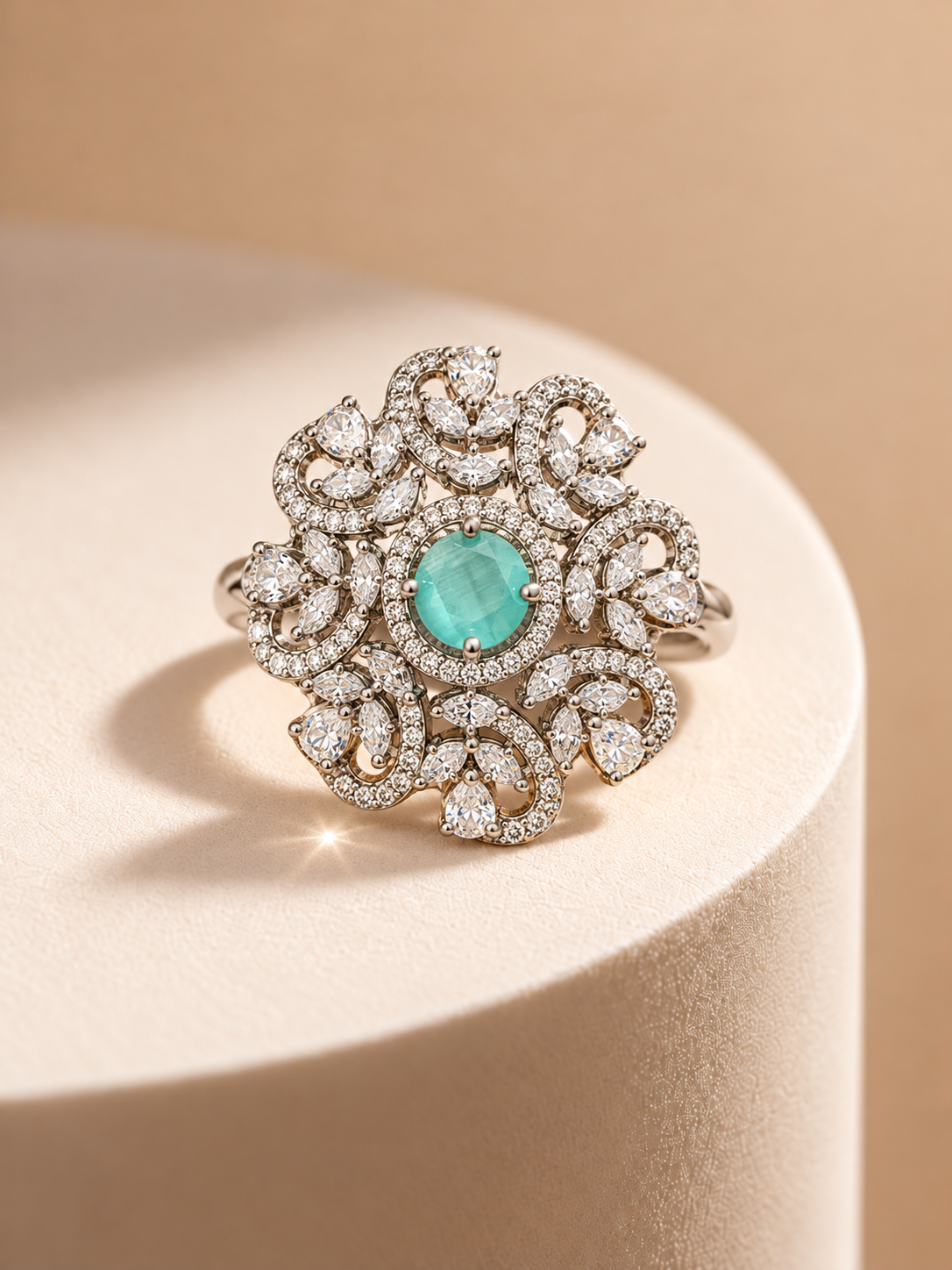 The Aqua Blossom Statement Ring