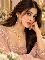 Multicolor Pink Gemstone Necklace & Earrings Set
