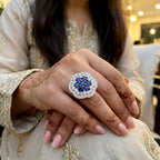 Royal Blue Sapphire Floral Cluster Ring