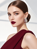 Elegant Floral Crystal Chandelier Earrings