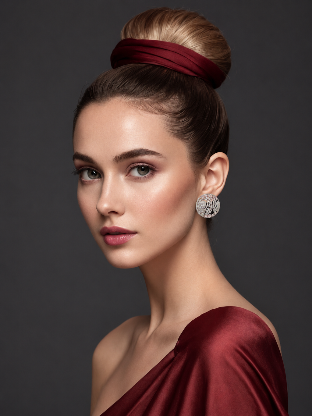 Ruby Luxe Crystal Statement Stud Earrings