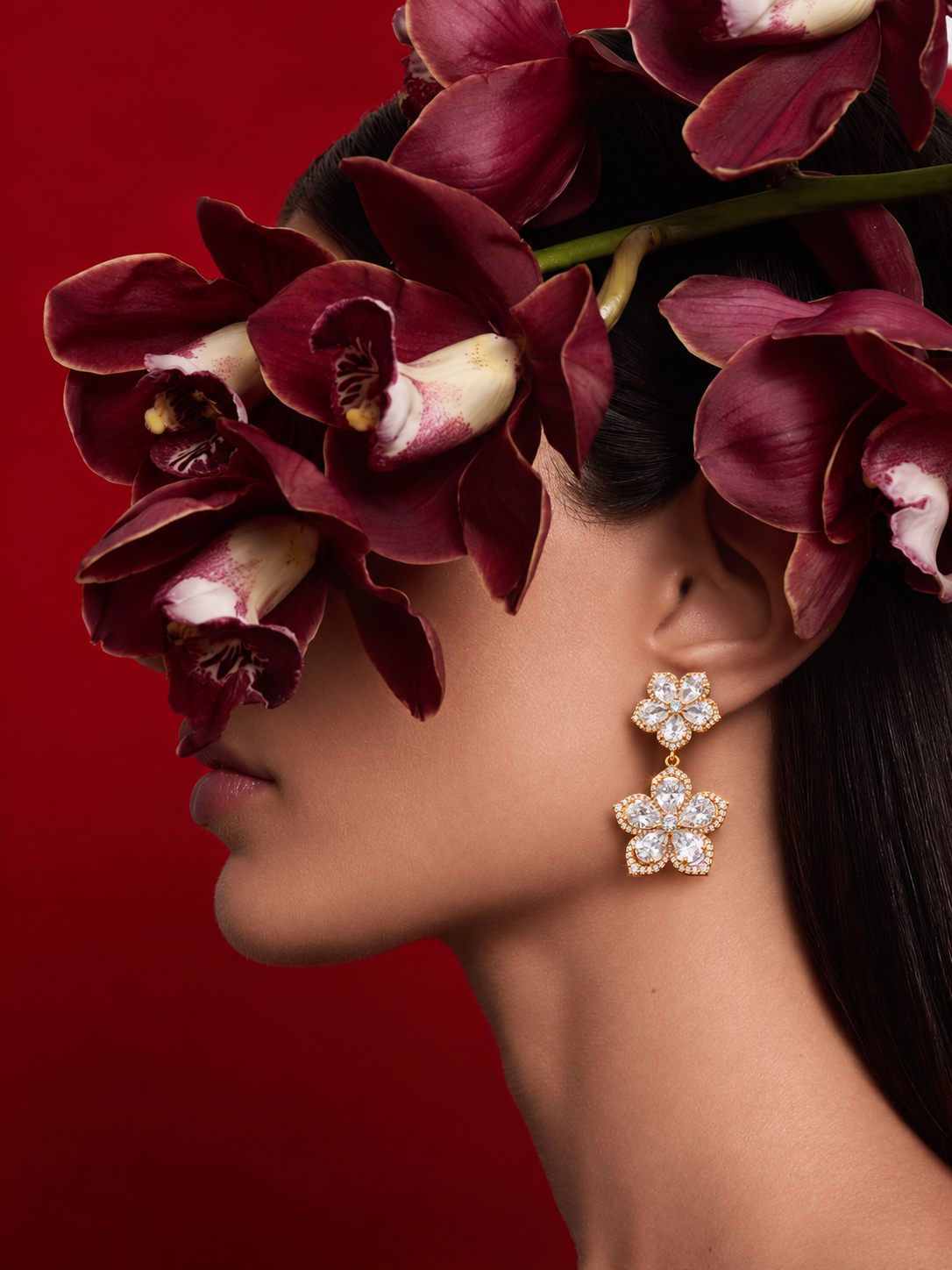 Golden Petal Radiance Crystal Earrings