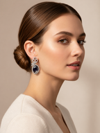 Royal Purple Oval Crystal Drop Earrings