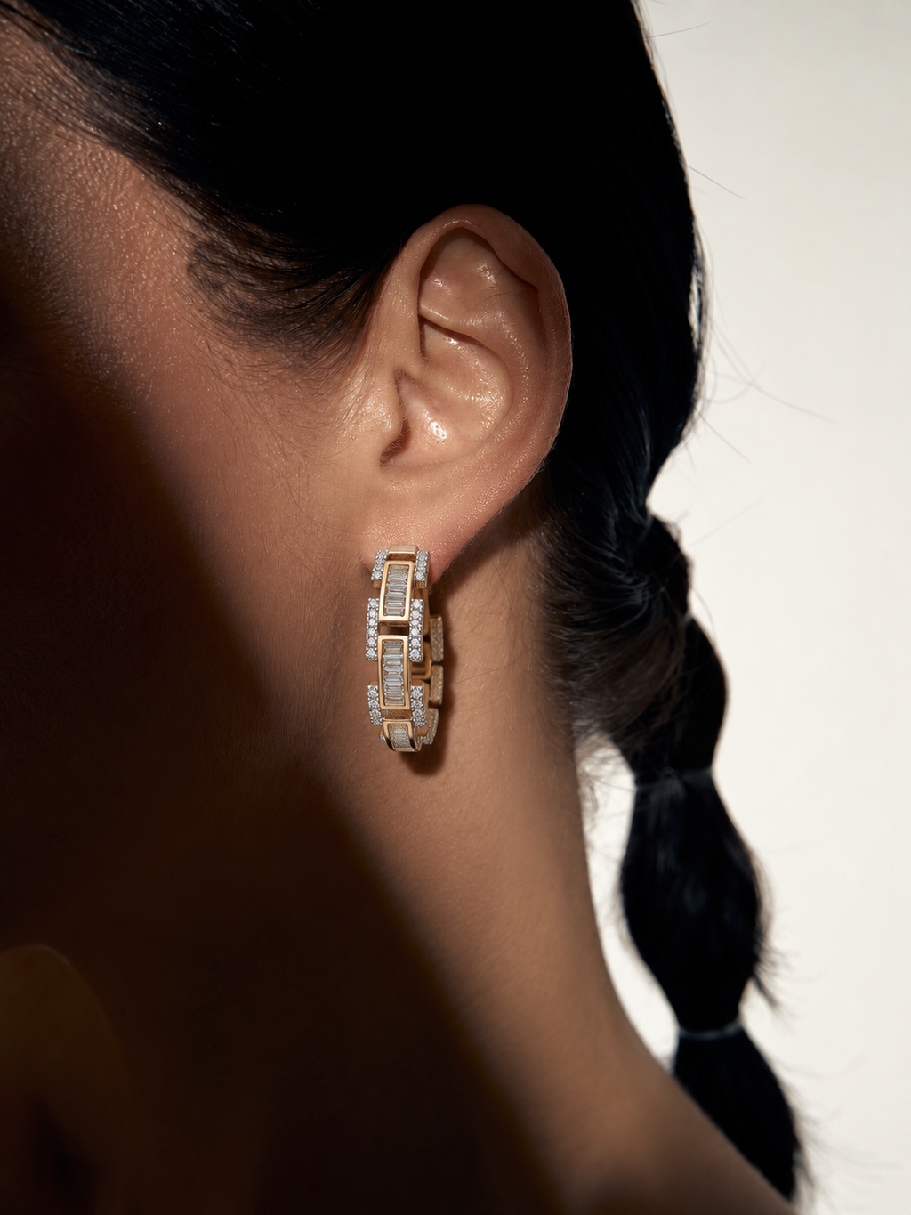 Gold-Plated Crystal Hoop Earrings-Artificial jewellery in Pakistan