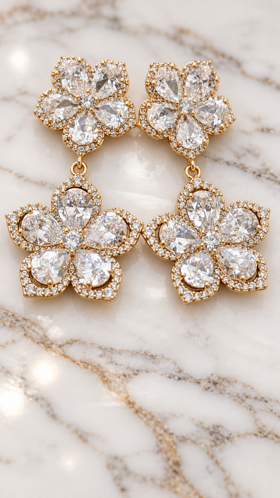 Golden Petal Radiance Crystal Earrings