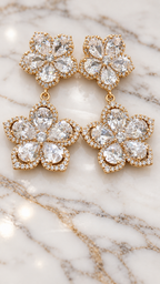 Golden Petal Radiance Crystal Earrings