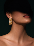 Noor-e-Zar Gold-Plated Teardrop Hoop Earrings – Luxury Artificial Jewellery