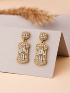 Gold Art Deco Crystal Drop Earrings