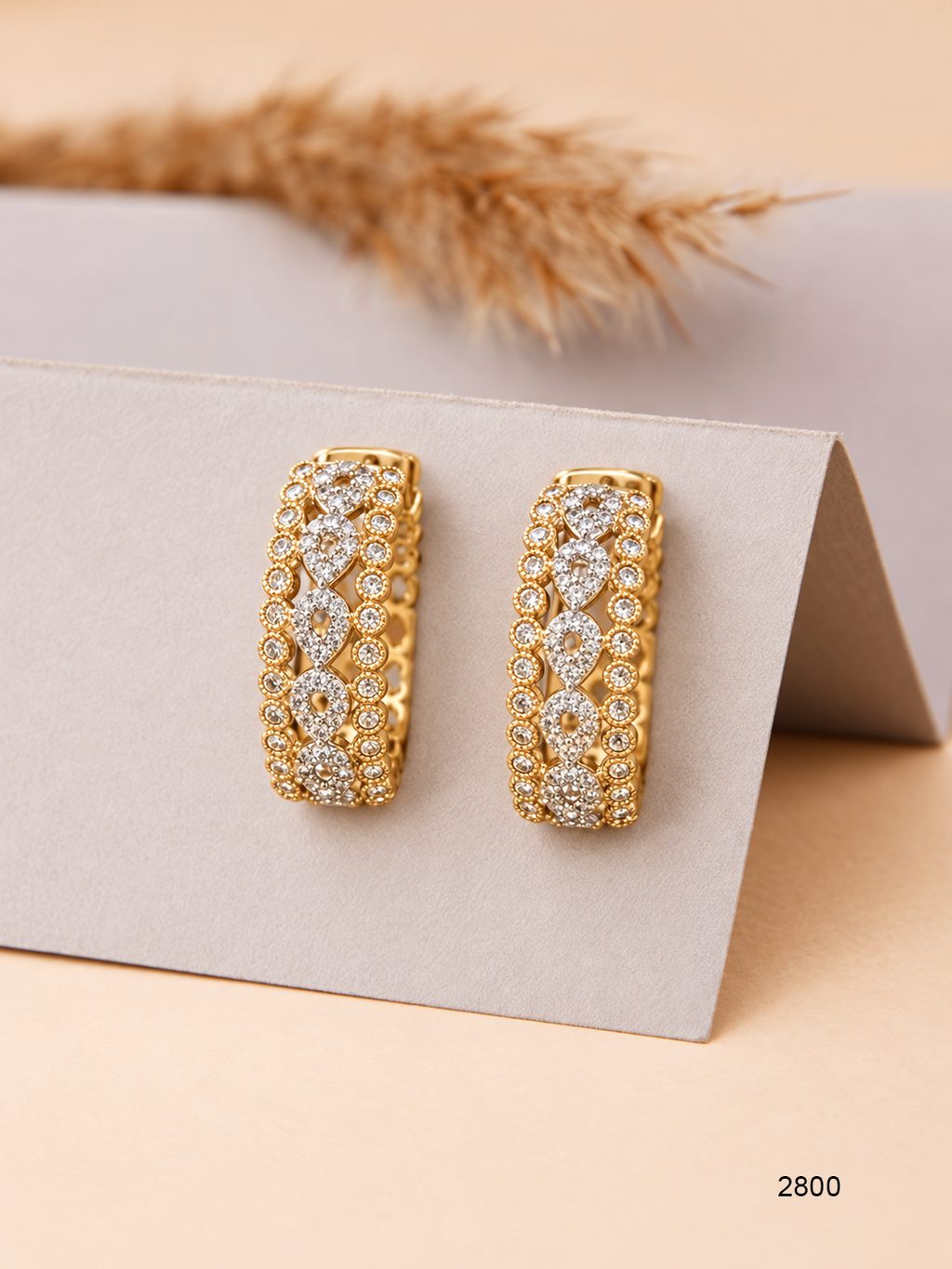 Noor-e-Zar Gold-Plated Teardrop Hoop Earrings – Luxury Artificial Jewellery