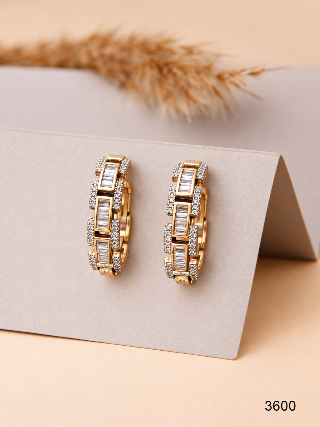Gold-Plated Crystal Hoop Earrings-Artificial jewellery in Pakistan