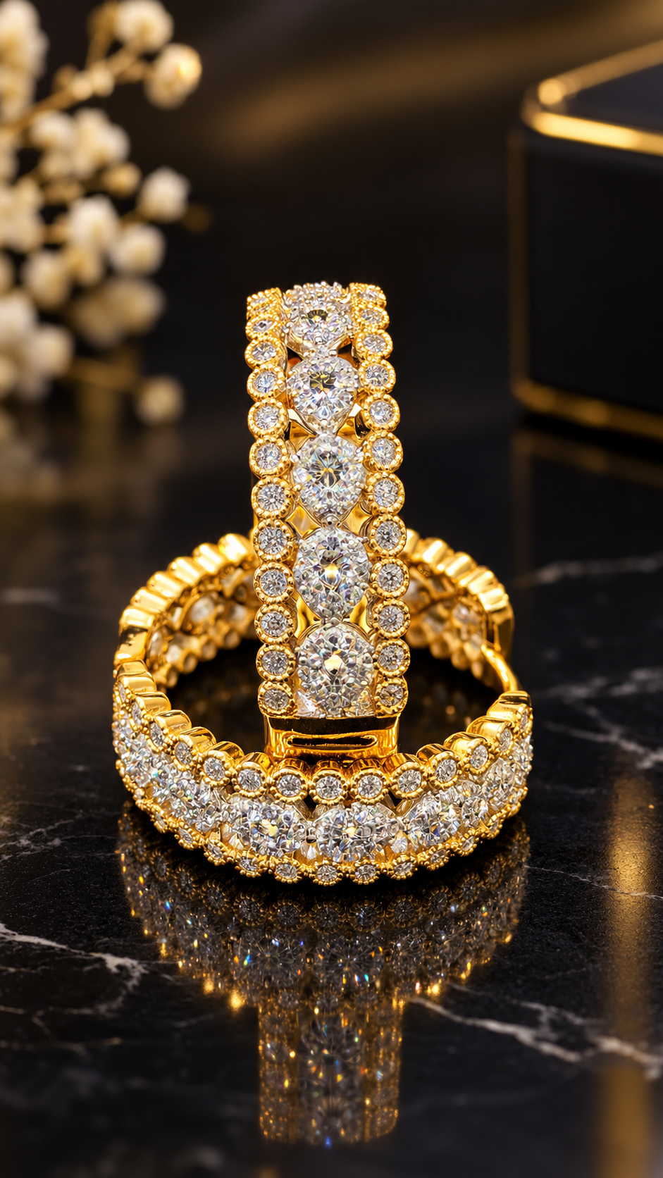 Golden Radiance Diamond Hoops
