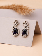 Royal Purple Oval Crystal Drop Earrings
