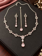 Multicolor Pink Gemstone Necklace & Earrings Set