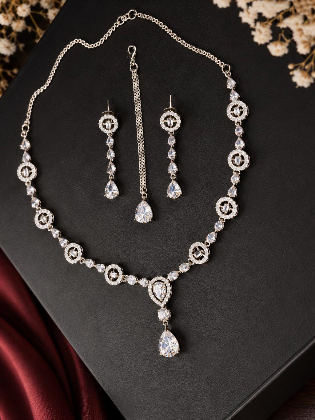 Multicolor Pink Gemstone Necklace & Earrings Set