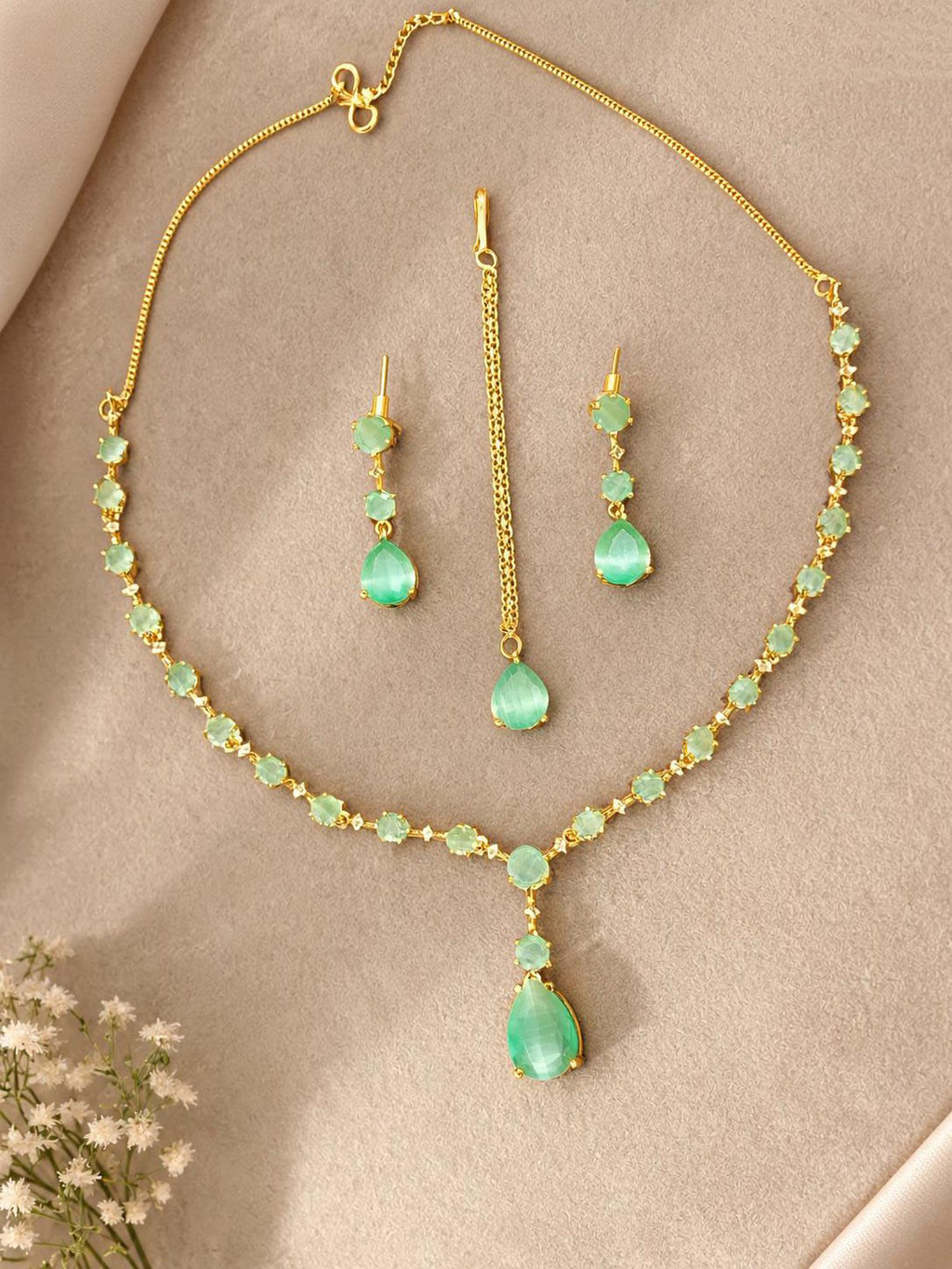 Multicolor Gemstone Necklace & Earrings Jewelry Set
