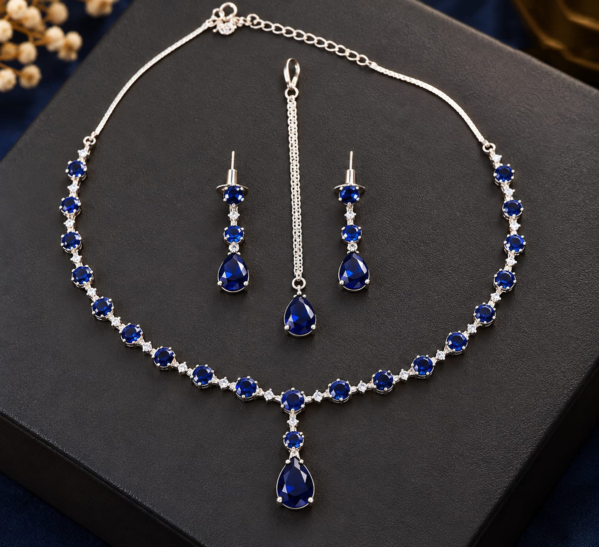 Multicolor Gemstone Necklace & Earrings Jewelry Set