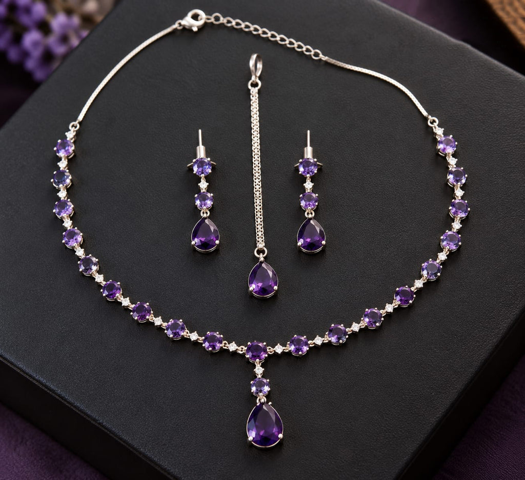 Multicolor Gemstone Necklace & Earrings Jewelry Set