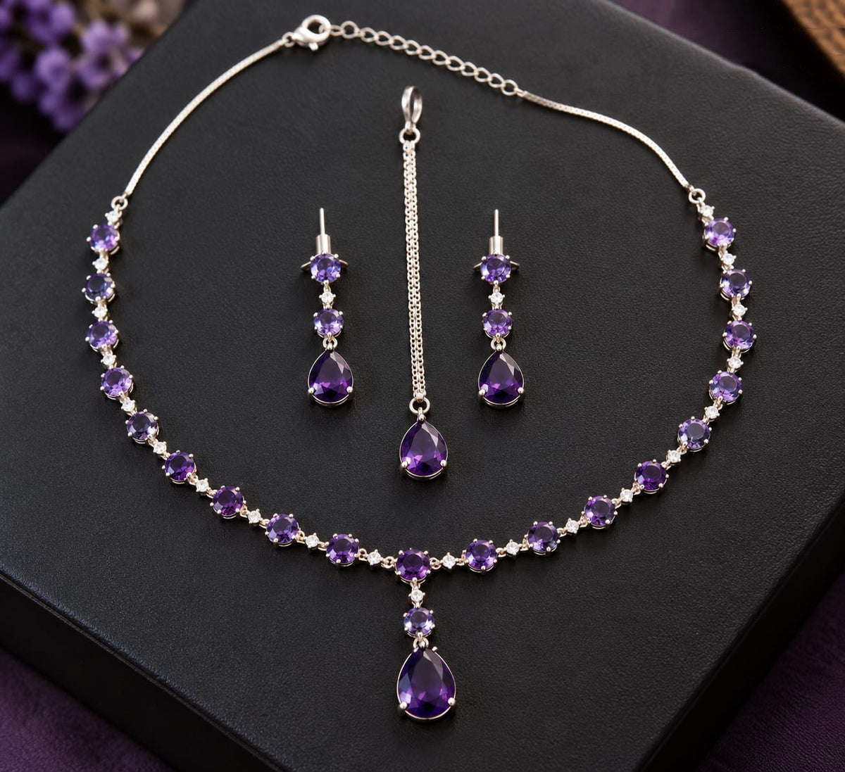 Multicolor Gemstone Necklace & Earrings Jewelry Set