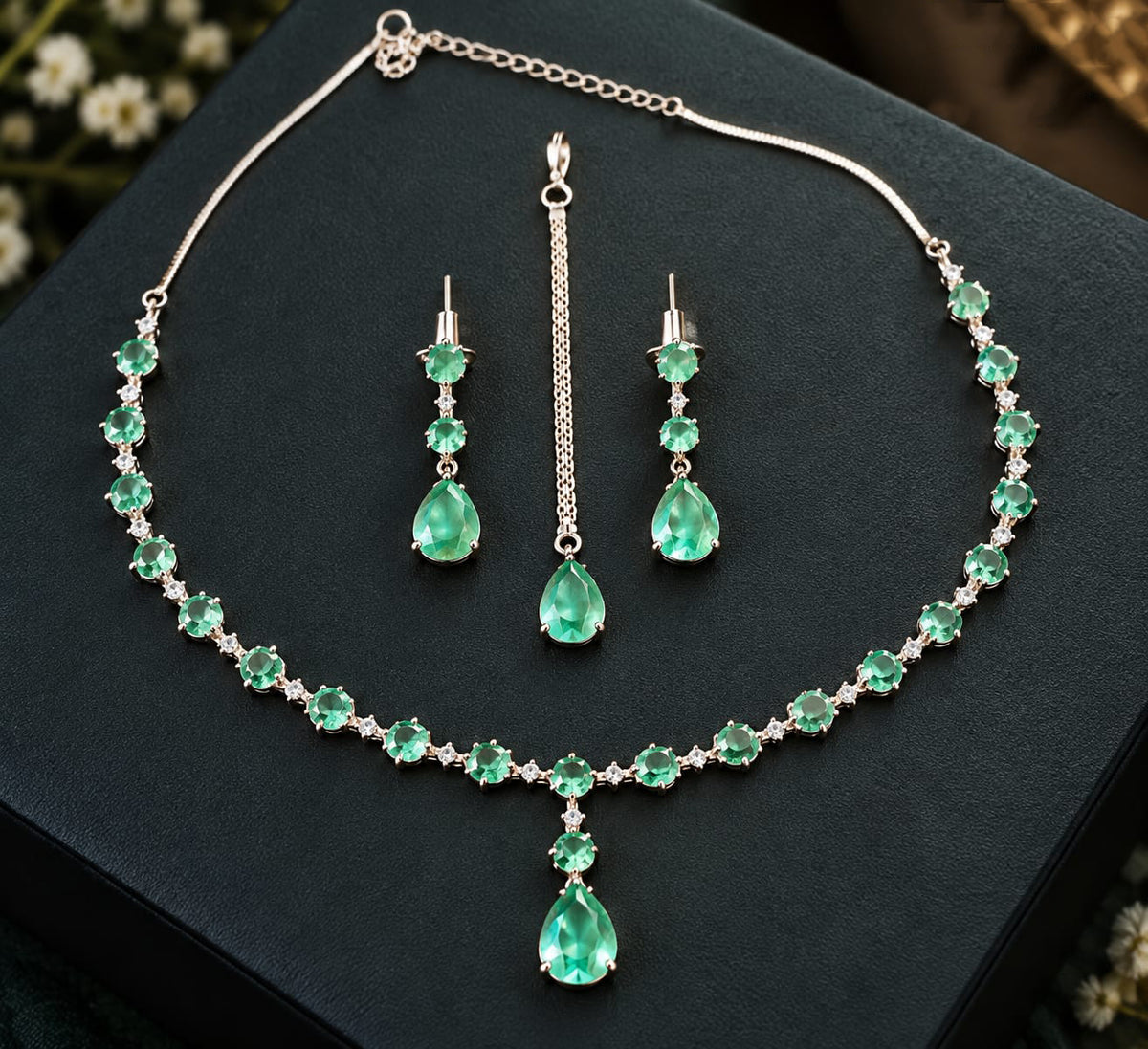 Multicolor Gemstone Necklace & Earrings Jewelry Set