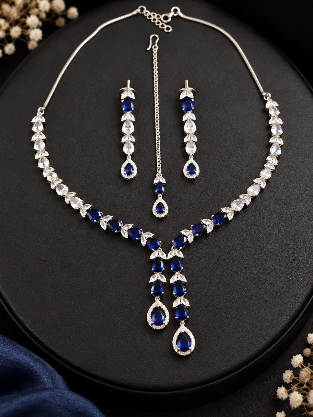 Multicolor Stone Bridal Jewellery Set – Necklace, Earrings & Maang Tikka