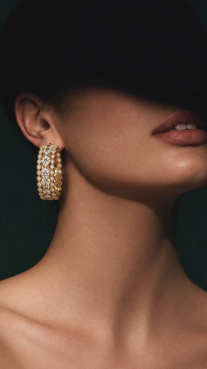 Golden Radiance Diamond Hoops